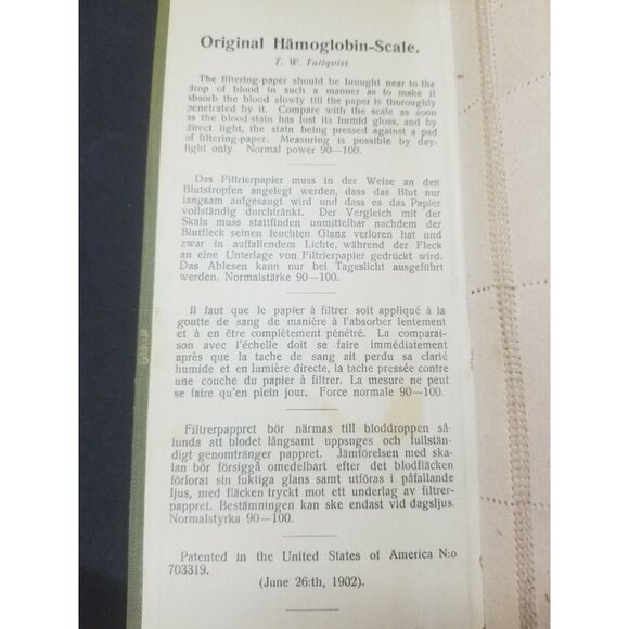 1902 Original Hamoglobin-Skala Perforated Filtering Paper Book Made in Finland - Picture 4 of 7
